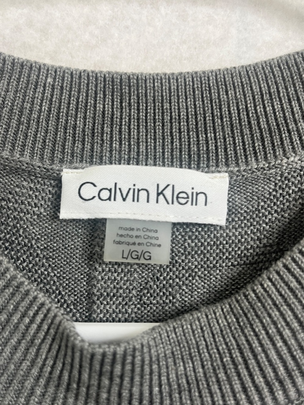 Calvin Klein Sleeveless Knit Dress Gray Textured Crew Neck Size Large - Picture 4 of 4